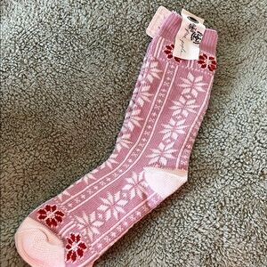 Free People Pink and White Floral Socks